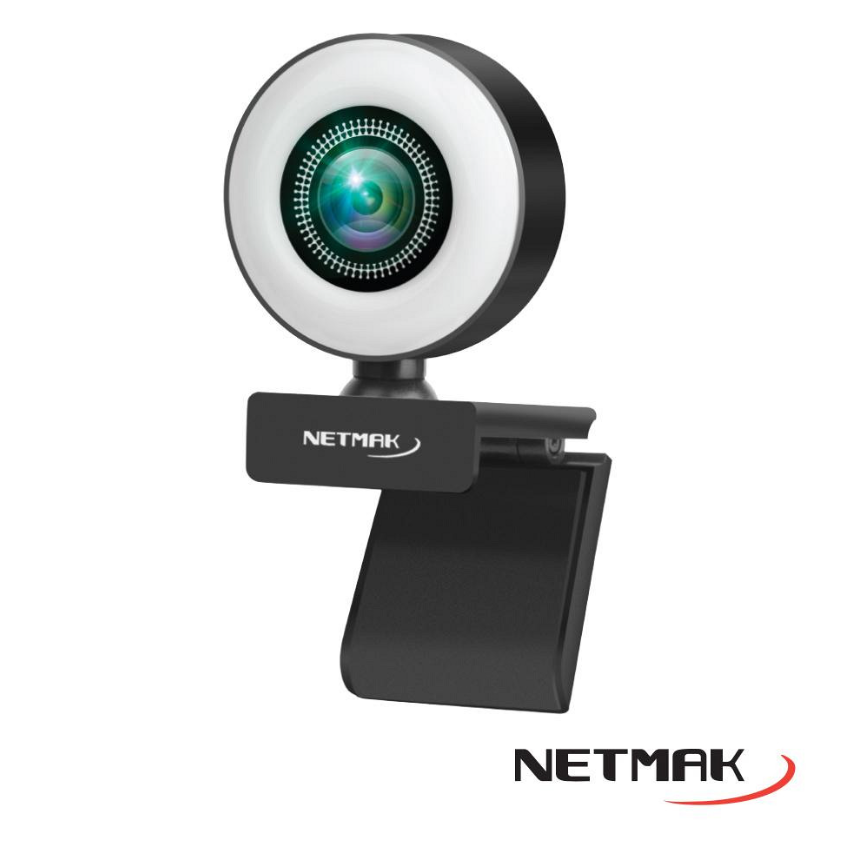 WEBCAM 1080P - WEB04 - ARO LUZ LED - CAMARA C/MICROFONO - CLIP MONITOR - USB - NM-WEB04- NETMAK