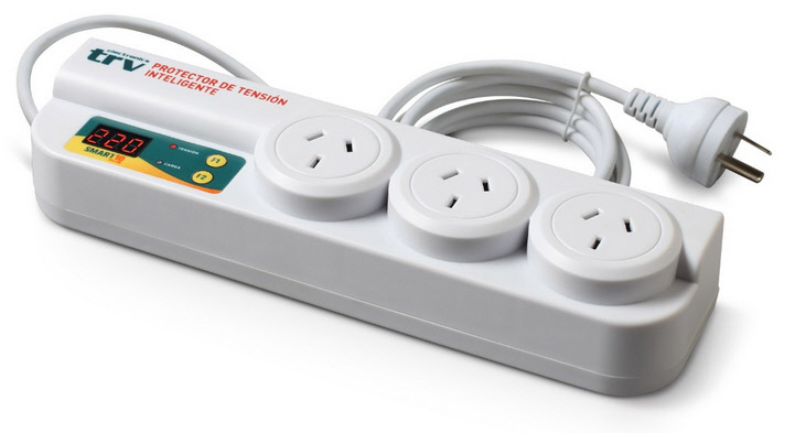 PROTECTOR DE TENSION - SMART 10 PLUS - 3 TOMAS - DISPLAY DE TENSION - CORTES PROGRAMABLES - 10A 50HZ 220V - SMART-10P - TRV