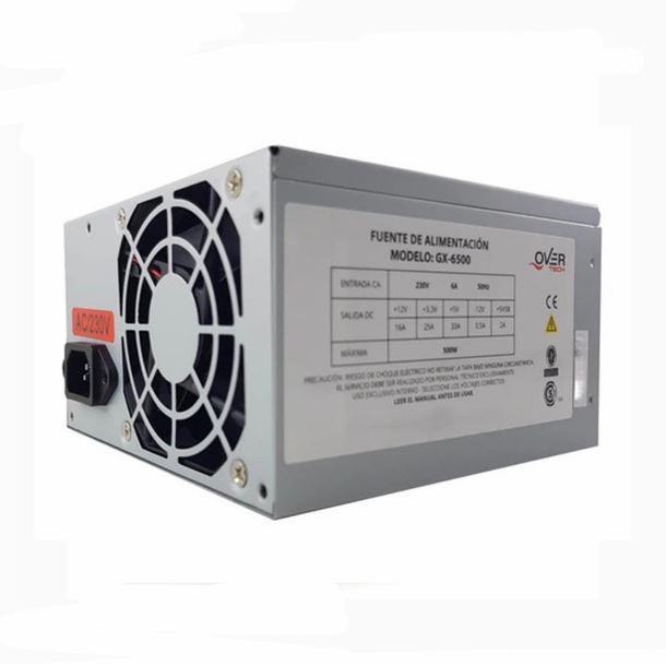 FUENTE 500W - FAN 80MM - 24+4  2 MOLEX  2 SATA 1 FD - GX-6500 - OVER